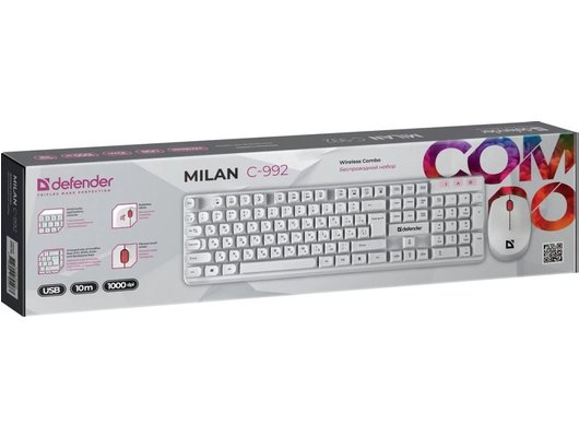 Клавиатура+мышь Defender Milan C-992 белый